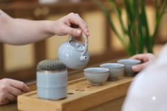 Bộ thưởng trà trầm gốm mộc