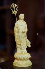Tượng Địa Tạng Bồ tát gỗ hoàng dương 20cm