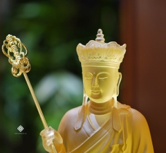 Tượng Địa Tạng Bồ tát lưu ly vàng 23cm