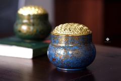 Lư đồng sơn mài xanh dương