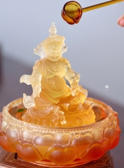 Bộ tắm Đức Phật Dzambala lưu ly vàng mini