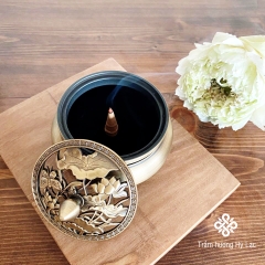 Lư đồng hoa sen vàng chân thon