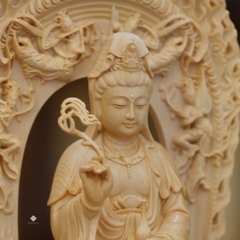 Tượng Quan Âm Bồ tát gỗ hinoki Nhật Bản 25cm
