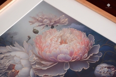 Tranh đồng khắc tay Mẫu đơn dịu dàng