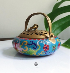 Lư đồng pháp lam xanh dương có quai