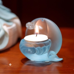 Chân nến lưu ly xanh