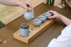 Bộ thưởng trà trầm gốm mộc
