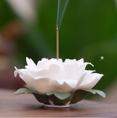 Lư gốm mẫu đơn trắng 9cm