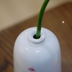 Bình gốm hoa lá vẽ tay 14cm