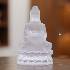 Tượng Quan Âm Bồ tát lưu ly trắng 13cm