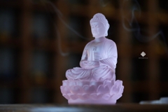 Tượng Đức Phật Dược Sư cầm bảo tháp lưu ly hồng 12.5cm