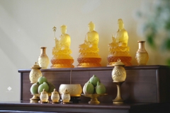 Chén nước hoa sen lưu ly vàng