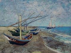 Tranh đồng khắc tay "Thuyền đánh cá trên bãi biển Saintes-Maries" - bảo tồn di sản Van Gogh