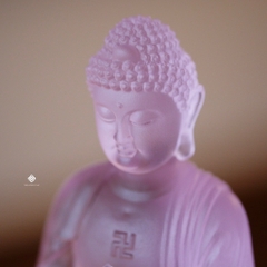 Tượng Đức Phật Dược Sư cầm bảo tháp lưu ly hồng 12.5cm