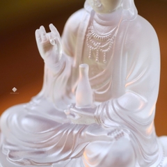 Tượng Quan Âm Bồ tát lưu ly trắng 12.8cm