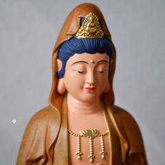 Tượng Quan Âm Bồ tát đồng mạ vàng 24k 29cm