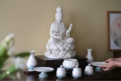 Lư hương hoa sen sứ màu 13cm