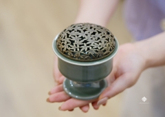 Lư gốm ân lành xanh ngọc