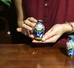 Bộ 5 bình sứ tráng men khảm pháp lam