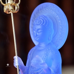 Tượng Đức Phật Dược Sư lưu ly xanh 30cm phong cách Nhật