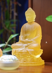 Tượng Phật Thích Ca lưu ly vàng 23cm