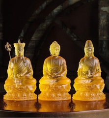 Bộ tượng Ta Bà Tam Thánh lưu ly vàng