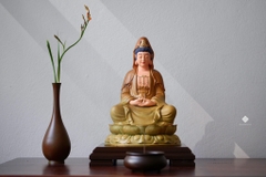 Tượng Quan Âm Bồ tát đồng mạ vàng 24k 29cm