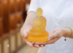 Tượng Đức Phật Thích Ca lưu ly vàng 13cm