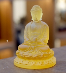 Tượng Đức Phật Thích Ca lưu ly vàng 13cm