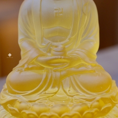 Tượng Đức Phật Thích Ca lưu ly vàng 13cm