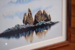 Tranh đồng khắc tay để bàn Khung trời thanh an