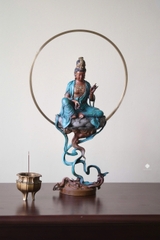 Tượng đồng Quan Âm Thuỷ Nguyệt 45cm