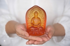 Tượng Phật A Di Đà lưu ly vàng 10cm