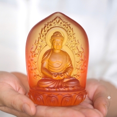 Tượng Phật A Di Đà lưu ly vàng 10cm