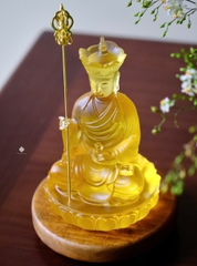 Tượng Địa Tạng Bồ tát lưu ly vàng 18.3cm