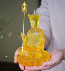 Tượng Địa Tạng Bồ tát lưu ly vàng 18.3cm