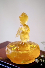 Bộ tắm Phật Đản Sanh lưu ly vàng 27.5cm
