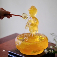 Bộ tắm Phật Đản Sanh lưu ly vàng 27.5cm