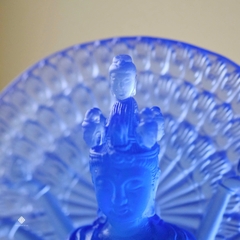 Tượng Quan Âm thiên thủ thiên nhãn lưu ly xanh 10cm