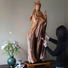 Tượng Quan Âm Như Ý lũa nhai bách 120cm