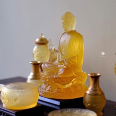 Tượng Đức Phật Dược Sư lưu ly hổ phách 30cm