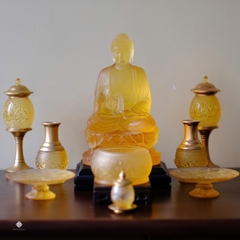 Tượng Đức Phật Dược Sư lưu ly hổ phách 30cm