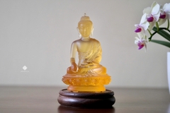 Tượng Đức Phật Thích Ca lưu ly vàng 12cm