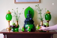 Lư hương hoa sen lưu ly xanh lá