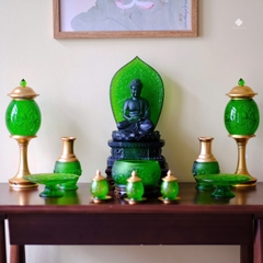 Lư hương hoa sen lưu ly xanh lá