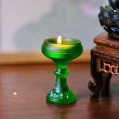 Chân nến vân mây lưu ly xanh lá