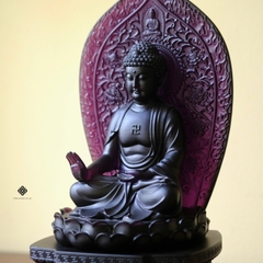 Tượng Đức Phật A Di Đà lưu ly tím kèm đế