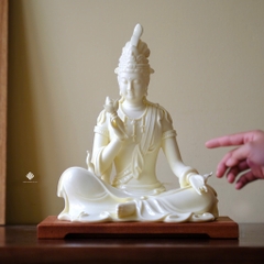 Tượng Quan Âm liên hoa sứ vàng
