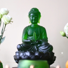 Tượng Phật Dược Sư lưu ly xanh lá 32cm
