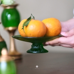 Đĩa bồng hoa sen lưu ly xanh lá